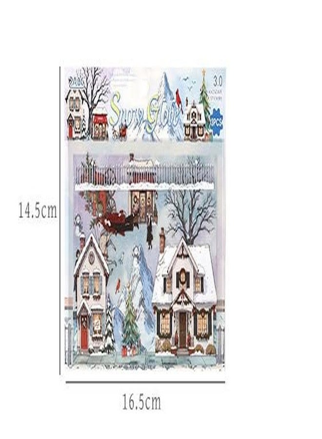 SAMVARDHAN Landscape PET Stickers Set - 3 Sheets Each | Ocean Mirage, Snow Globe, Gilded Poetry & Floating Petals Decorative Stickers for Scrapbooking, Planners & Aesthetic DIY Crafts - Image 2